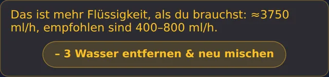 Warnung bei zu viel Flüssigkeit